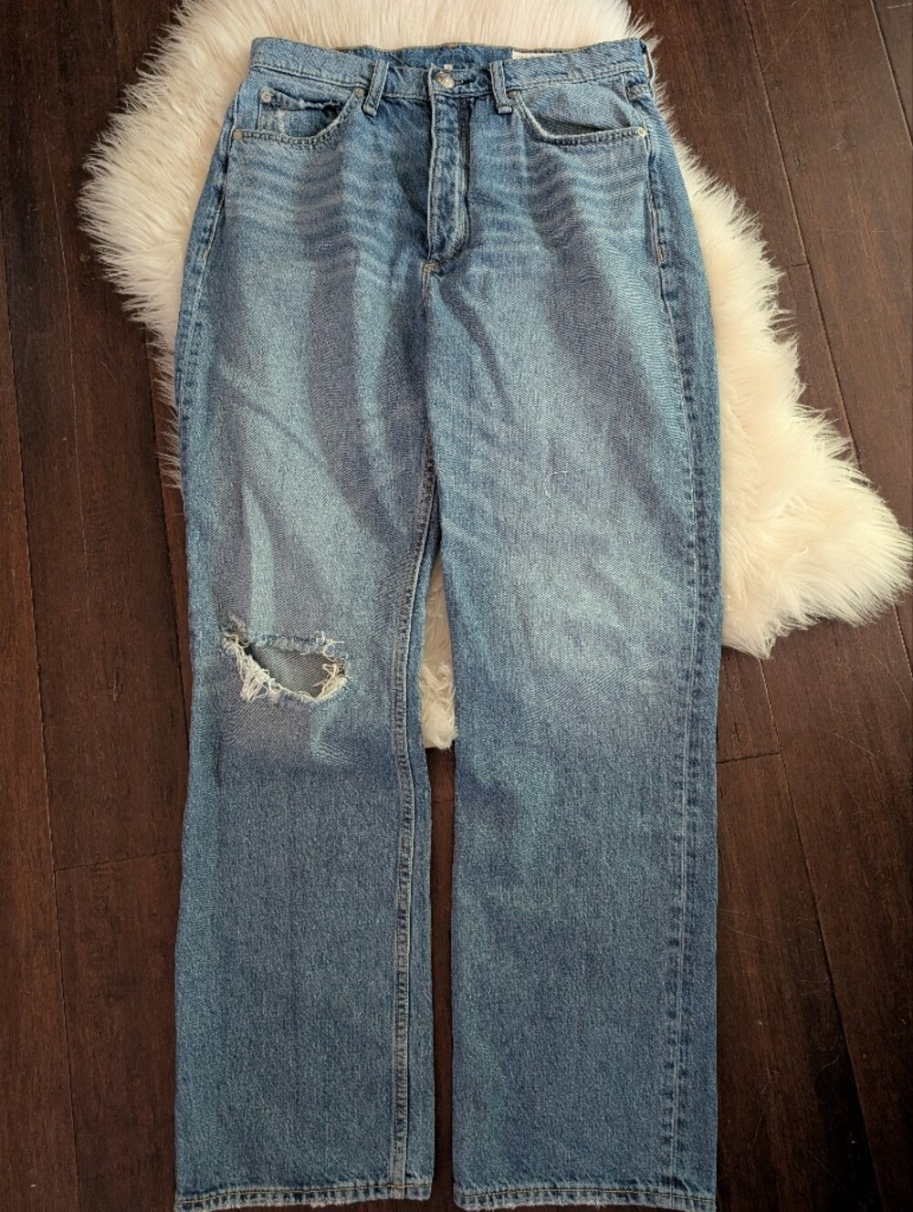 rag & bone Alexa High Rise Straight Distressed Size 30 Light Wash Jeans